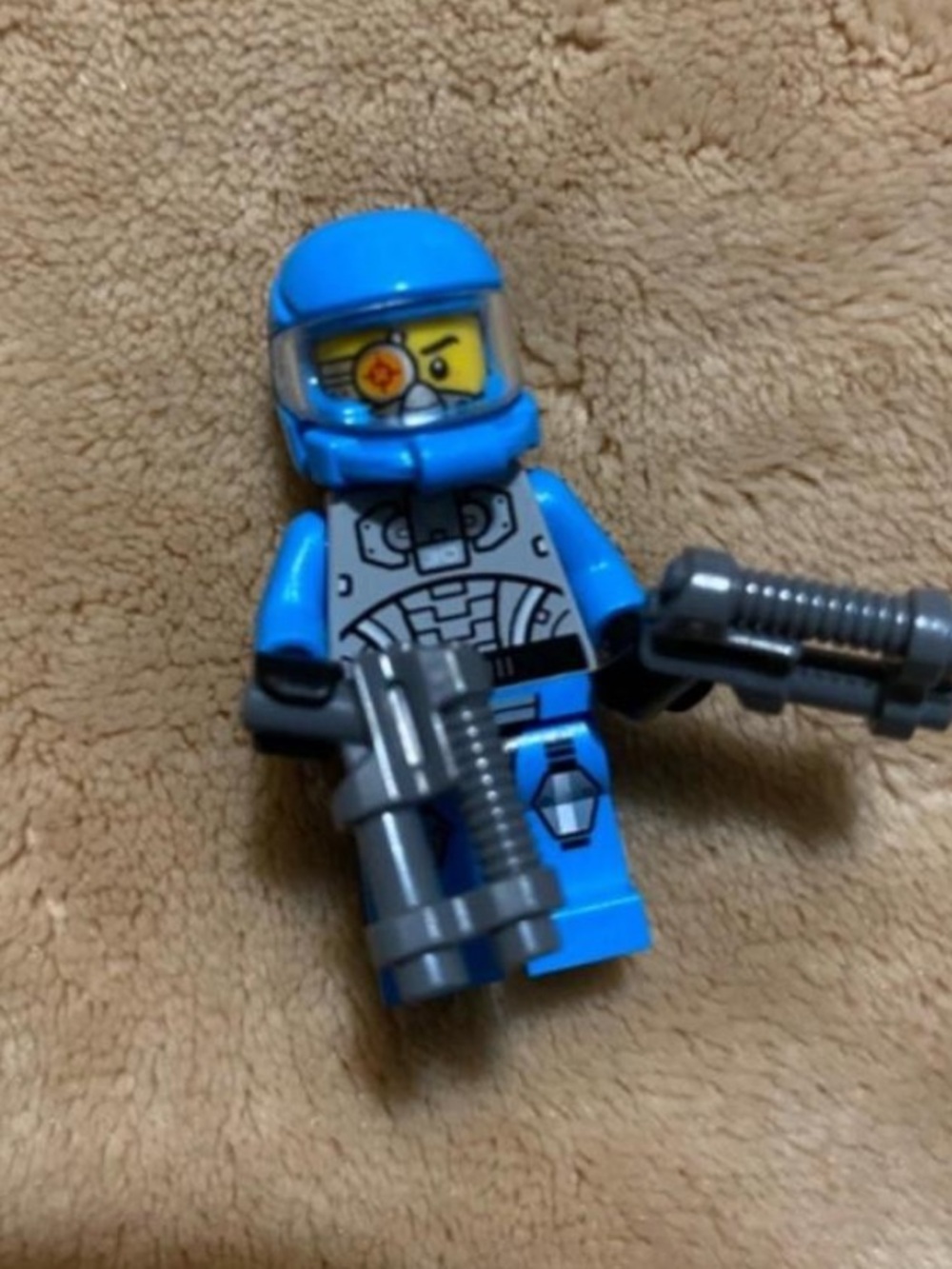 Lego Blue Space Trooper Minifigure with Dual Gray Blasters